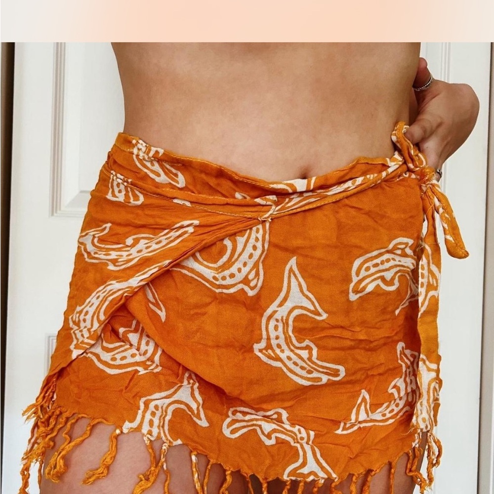 Orange Wrap Swim Skirt